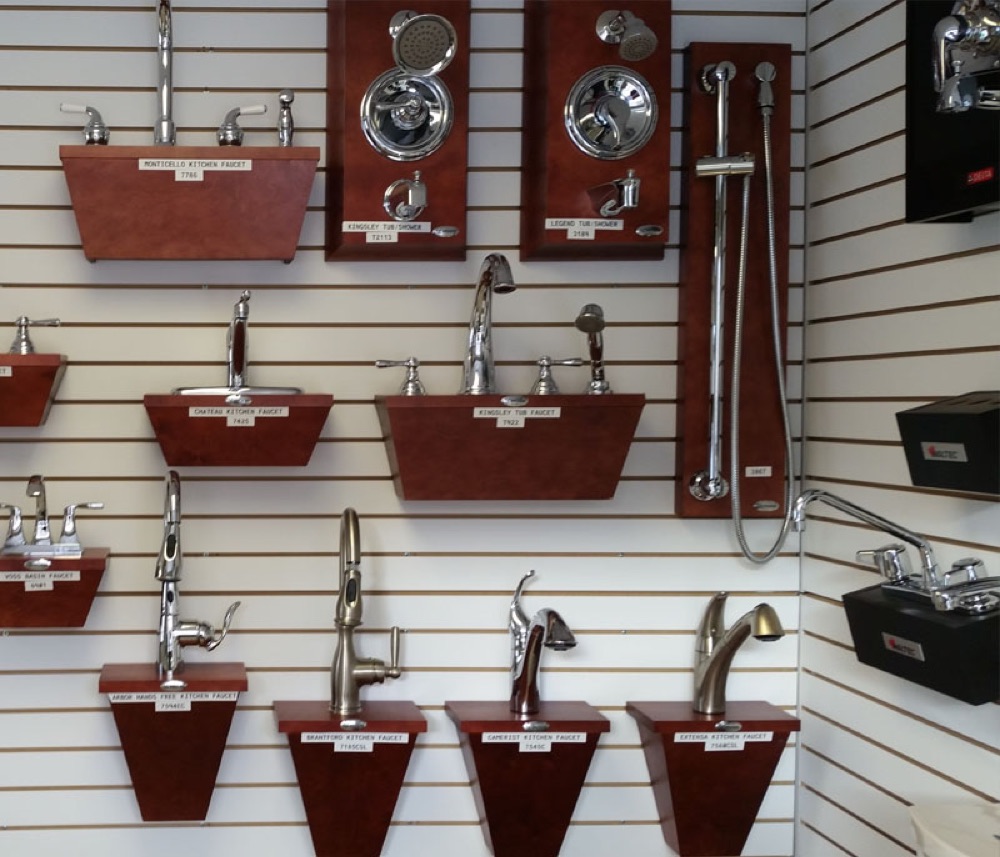 Hoffmeyer's Kingston Street showroom in Goderich, with fixtures and faucets on display